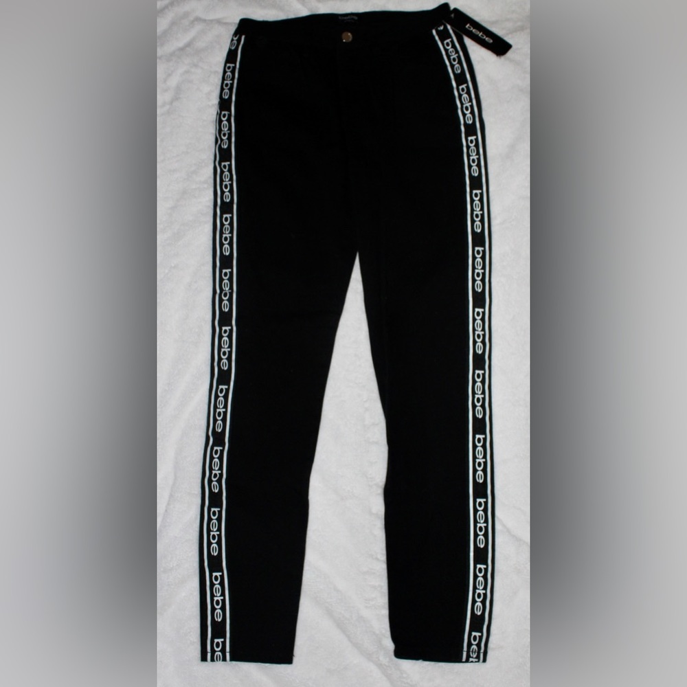 Bebe Logo Side Taping Jeans (Size 28; Black)